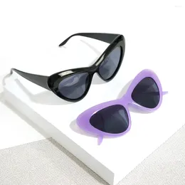 Sunglasses Charmleo Fashion Cat Eye For Women Men Framed Punk Sun Glasses Eyewear Quality Shades Anti-reflective UV400