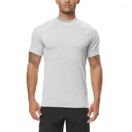 Men's T Shirts Summer Arrival Mens Solid Colour Quick Dry Bodybuilding Fitness Compression Tight Stitching Shirt