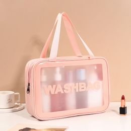 PVC Clear Waterproof Makeup Pouch Stuff Hair Travel Bag Zipper Multi Purpose Aesthetics Toiletry Organizer for Women Gym Travel Beach FMT-4009