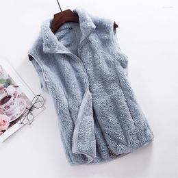 Women's Vests Polar Fleece Vest Women 2023 Autumn Winter High Collar Zipper Sleeveless Jacket Thick Warm Brief Garment Solid Colour Coat