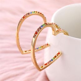 Dangle Earrings Korea Rhinestone Big Heart Fashion Women's Opening Multi-Color Crystal Love Brincos Jewellery Gifts