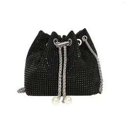 Waist Bags Mini Crossbody Shoulder Evening Bag Shinny Bling Clutch Purse Bucket Pearl Strap Handbag For Women Big Tote