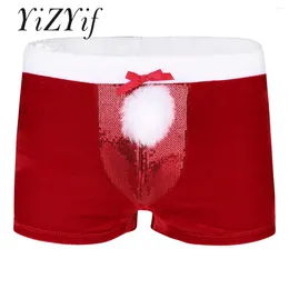 Underpants Men's Santa Christmas Boxer Shorts Velvet Underwear Trunk Holiday Fancy Dress Nightwear Work Out Rave Party Festival