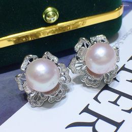 Stud Earrings Freshwater Pearl Ear Studs Women's Summer 10-11mm Retro Elegant 043