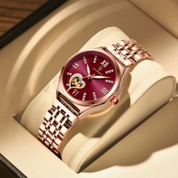 Women's Watches POEDAGAR Ladies Fashion Luminous Rose Gold Stainless Steel Waterproof Quartz Girlfriend Romantic Gift 230426