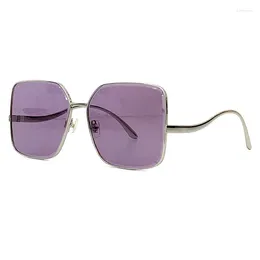 Sunglasses 2023 Retro Fashion Square Ladies Luxury Alloy Elegant Designer Oversized Female High-End Glasses