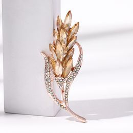 Crystal Wheat Flower Ear Brooch For Weddings And Parties