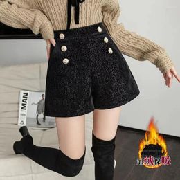 Women's Shorts Autumn Winter Fashion High Waist Black Solid Color All-match A-line Wide Leg Pants Casual Elegant Women Clothing