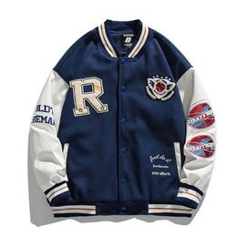 Men's Jackets Badge Patch Letter Embroidery Flocking Y2K Street Vintage Varsity College Jacket Men Baseball Coats Women Streetwear Luxury Blue 231128