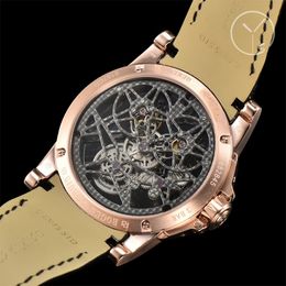 YS luxury watch 45X13mm RD01 Hollow double flying Tourbillon manual chain up mechanical movement steel case luxury watch mens watches wristwatches
