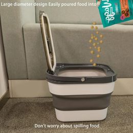 Feeding Foldable Pet Food Storage Container Bin for Dog Cat Dry Food Bucket Household Rice Sealed Container Pet Accessories