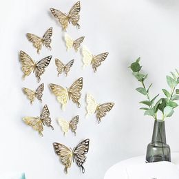 Wall Stickers 12Pcs/Lot 3D Hollow Golden Silver Butterfly Art Home Decorations Decals For Party Wedding Display Shop