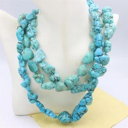 Chains ZFSILVER Fashion Trendy Retro Ethnic Irregular Synthetic Turquoise Neckalce For Women Charms Jewellery Accessories Party Gifts DIY