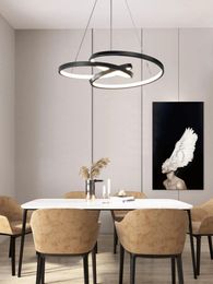 Chandeliers Modern Creative LED Chandelier Is Used For Dining Room Bedroom Kitchen Black Dimmable Remote Control Interior Lamp Decoration