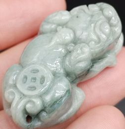 Certified Natural Green A Jade Jadeite Dragon Pi Xiu Feng Shui Coin Pendant