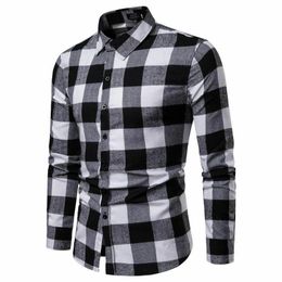 Men's Casual Shirts Stylish Warm Plaid Flannel Long Sleeve Formal Shirt Tops Outfit Autumn Tartan Work