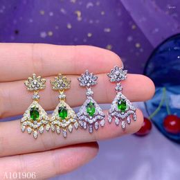 Stud Earrings KJJEAXCMY Fine Jewelry 925 Sterling Silver Inlaid Natural Diopside Gemstone Female Support For Luxury