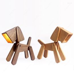 Table Lamps Foldable Wooden Dog Light For Living Room Bedroom Kid Lamp Creative Home Decor Modern Desk Lighting Fixtures Led Luminaire