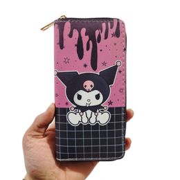 Fashion Kawaii Pink Purple Purse Big Capacidad Soporte de tarjetas con cremallera Accesorios de bolsas Mezcla PU