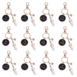 Twelve Constellations Key Ring Star Moon Tassel Key Chains Friendship Couple Gifts DIY Jewelry Handmade
