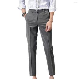 Men's Suits Men Suit Pants Solid Color Classic Slim Fit Straight Pattern Mid Waist Business Trousers Office Clothes