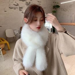 Scarves Women Winter Warm Scarf Cute Girls Faux Fur Plush Ear Thickened Cross Luxury Foulard Female