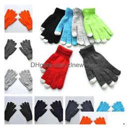 Party Favour Party Favour Men And Women Winter Warm Gloves Knitted Plush For Playing With Mobile Phone Touch Sn Drop Delivery Home Garde Dh2Rt