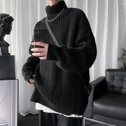 Men's Sweaters Solid Colour Sweater Inner Wear Cosy Mid-length Warm Knitted High Collar Elastic For Winter/fall