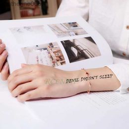 Tattoos Colored Drawing Stickers Waterproof Temporary Tattoo Sticker Black Devil Doesnt Sleep English Letters Flash Tatoo Fake Tatto Neck Wrist For Woman MenL2311