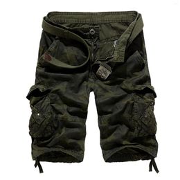 Men's Shorts Men Button Cotton Multi Pocket Overalls Fashion Pant Man Pants Toe Band Twill