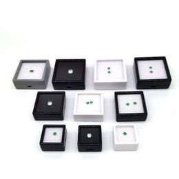 White Black Square Gemstone Display Box Soft Sponge Cushion Gift Box Loose Diamond Jewelry Box Plastic Storage Lfsnp