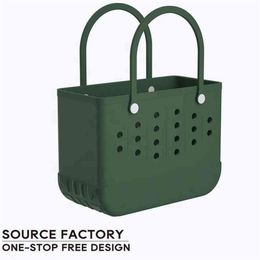 Popular Waterproof Woman EVA Tote Large Shopping Basket Bags Beach Silicone for Bogg Bag Purse Eco Jelly Candy Lady Handbags210m