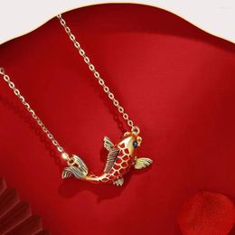 Pendant Necklaces Vintage Lucky Koi Fish For Women Red Luck Cyprinoid Clavicle Chain Necklace Female Party Christmas Jewelry