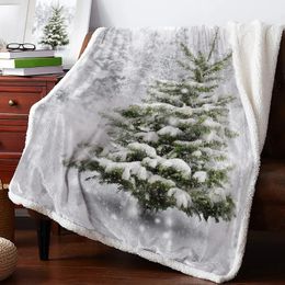 Blankets Christmas Snow Tree Cashmere Blanket Winter Warm Soft Throw for Beds Sofa Wool Bedspread 231128