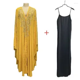 Ethnic Clothing Chic And Elegant Woman Dress Plus Size African Dresses For Women Long Sleeve V-neck Black Blue Abaya