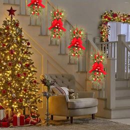 Decorative Flowers Christmas Wreath Staircase Red Bow Pine Nut Decoration