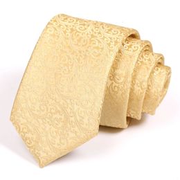 Neck Ties Men's Luxury Business Tie High Quality Gold Jacquard 7CM Ties For Men Fashion Formal Neck Tie Gentleman Work Party Necktie 231128