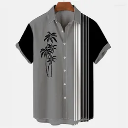 Men's Casual Shirts Hawaiian Shirt Lapel Fashion Short-sleeved Loose Breathable Tops Summer Coconut Retro For Men 3d Beach