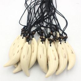 Pendant Necklaces COOL 12PCS Big White Acrylic Tooth Fangs Fake Wolf Teeth Charms Pendants Necklace For Men Women Surfer Amulet Jewelry XL96