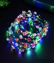 Party Flashing LED Hairbands Strings Glow Flower Crown Headbands Light Rave Floral Hair Garland Luminous Decorative Wreath5216463