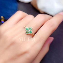 Cluster Rings YULEM Natural Emerald Ring 925 Sterling Silver Gemstone Precious Gift