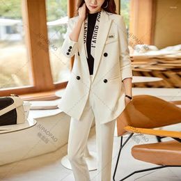 Women's Two Piece Pants Formal Women Business Suits Pantsuits With And Jackets Coat Ladies Professional Work Wear Trousers Set