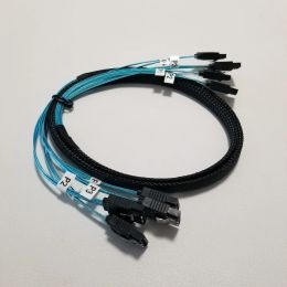 Mini SAS SATA Power Cable 4 to 4 Male to Male 6Gbps High Speed Aluminum Foil Shield Wire Black and Blue Mixed 1M