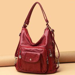Evening Bags Vintage Women Bag Fashion Brand Backpack Leather Messenger Designer Shoulder Female Handbag Large Ladies Purse 2023