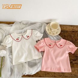 Rompers Summer Infant Baby Girls Short Sleeve Printing Tshirt Grid Shorts Clothing Suit Children Clothes 230427