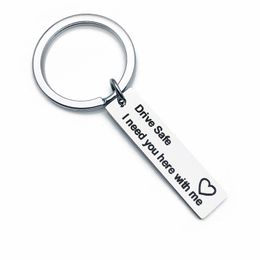 Drive Safe Keychain Stainless Steel Keychain Pendant For Men's Car Key Ring Gift Key Chains 10*40MM