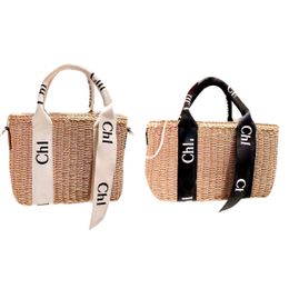 manico superiore legnoso estivo Borse per lo shopping da spiaggia Borse moda firmate Borse a tracolla con pochette a spalla Borsa pochette in tessuto di paglia hobo Donna uomo Fine settimana di lusso