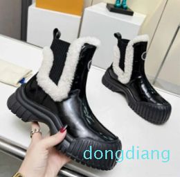 Ladies Ankle Boots Sole Platform Short Boots Leather Black Sock knit Comfy Casual Fashion Mid Calf Shoe Boot