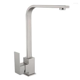 Kitchen Faucets 304 Stainless Steel And Cold Water Mixer With Dishwashing Basin Sink Quadrilateral Rotatable Outlet