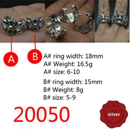 20050 Fashion Ring Hollow Cross Flower S925 Sterling Silver Open Letter Personalised Index Finger Youth Punk Hip Hop Trendy Piece Vintage Punk